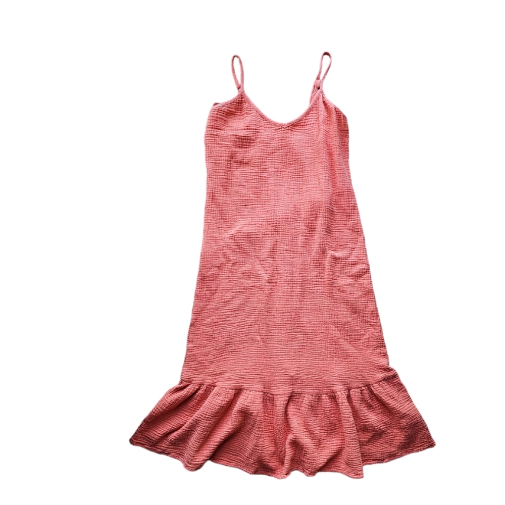 VELVET HEART ADELE SPAGHETTI STRAP GAUZY TIERED CAMI MIDI DRESS- Coral Size M - Picture 3 of 9